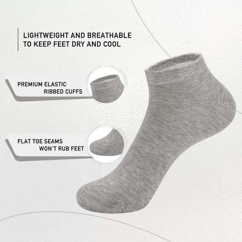 SERISIMPLE Women Viscose Bamboo Ankle Socks Low Cut Thin Sock Lightweight Pastal Color Soft Sock 5 Pairs(Grey, Large) - Image 2
